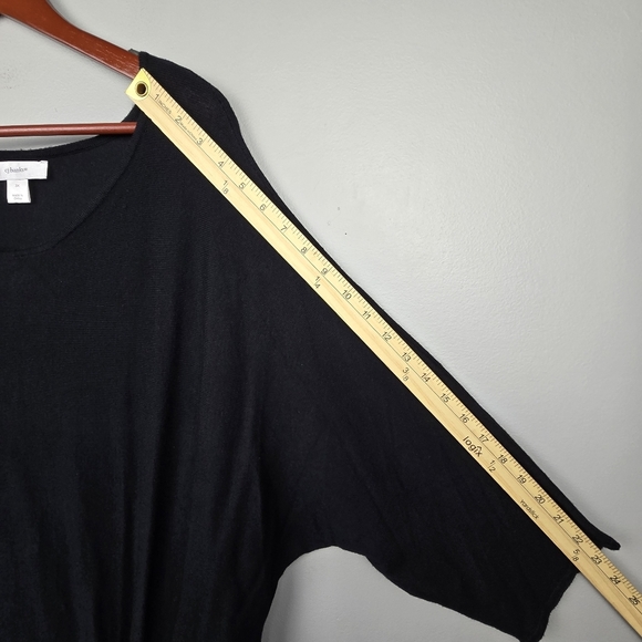 CJ BANKS 3/4 Sleeve Tunic Top Front Tie Black Women Plus Sixe 3X Stretchy Modest - Picture 8 of 10